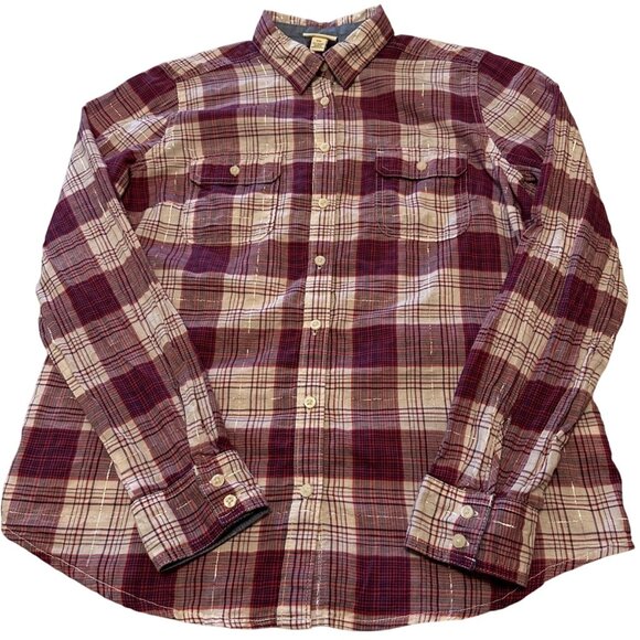 St. John's Bay Button-Down Red White Plaid Shirt Cotton Blend Women's Size PM - Picture 12 of 14